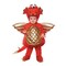 Adorable Red Dragon Toddler Costume with Gold Wings Tail and Headpiece